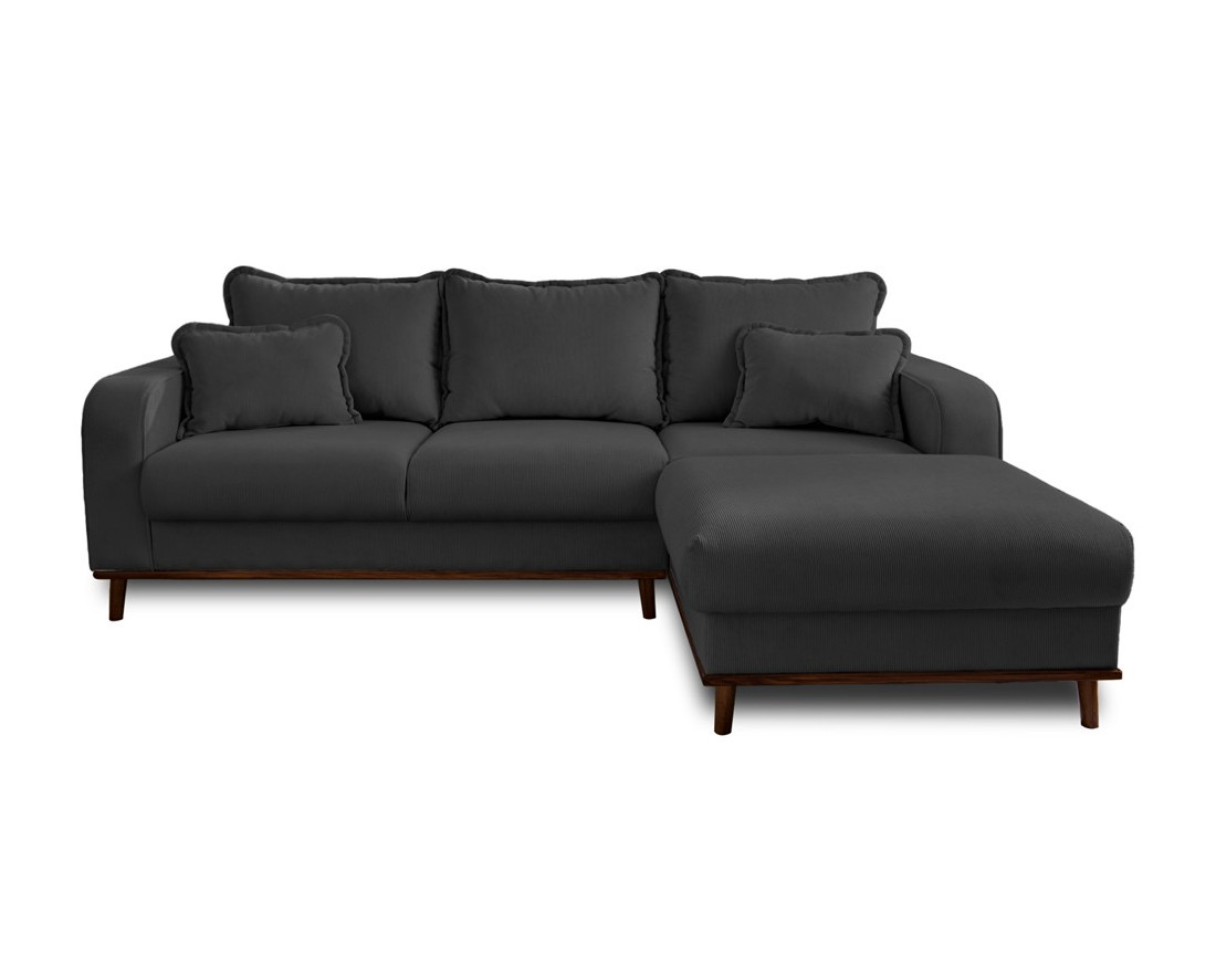Canapé d'angle droit 4 places en velours côtelé Albane
