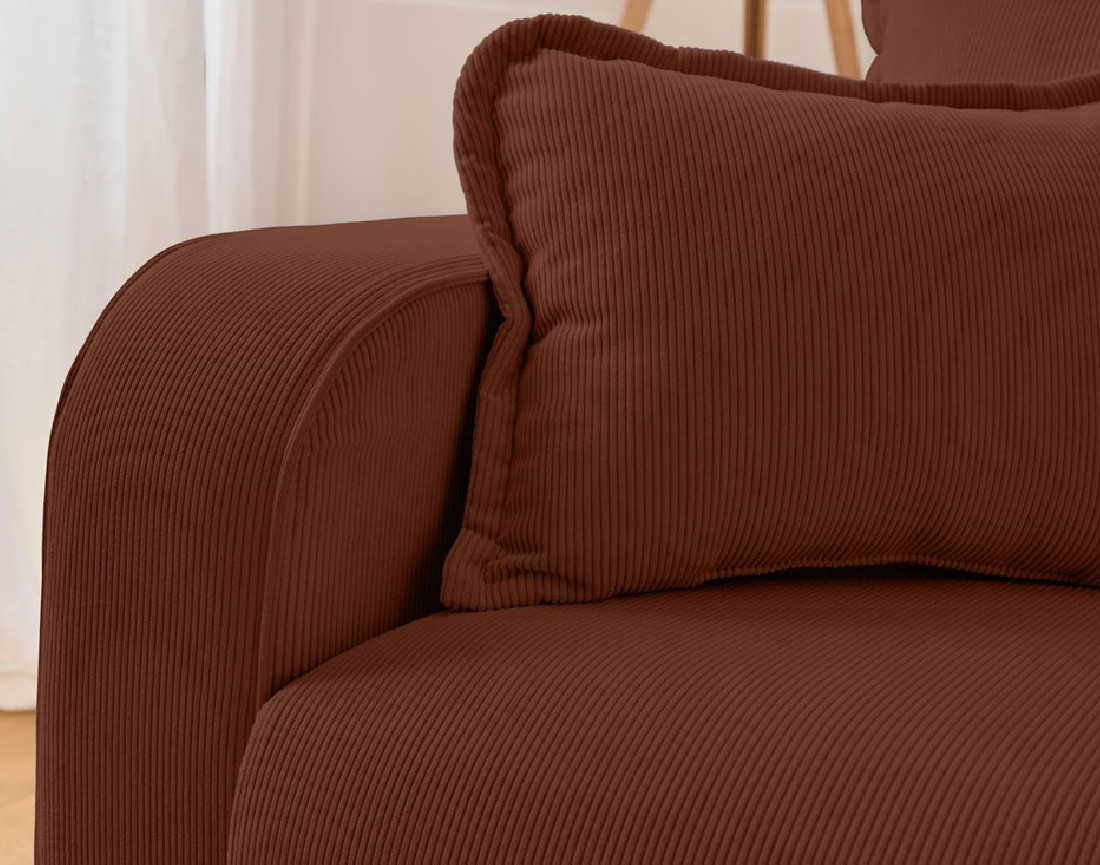 Canapé d'angle droit 4 places en velours côtelé Albane