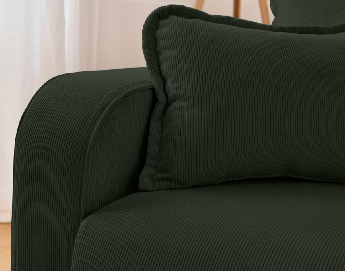 Canapé d'angle droit 4 places en velours côtelé Albane