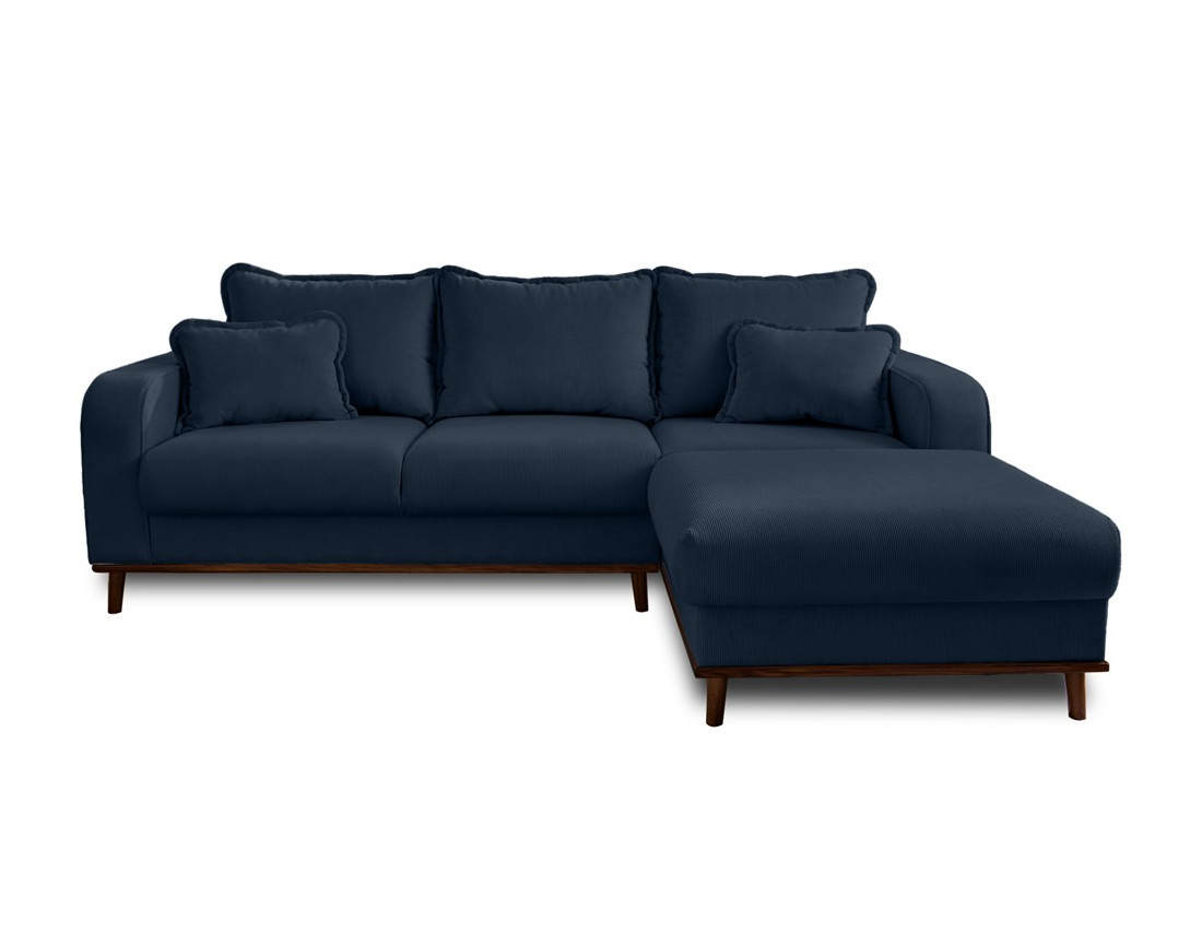 Canapé d'angle droit 4 places en velours côtelé Albane