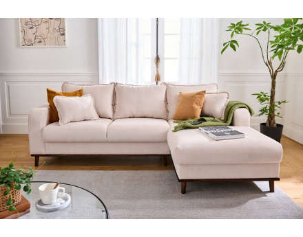 Canapé d'angle droit 4 places en velours côtelé Albane