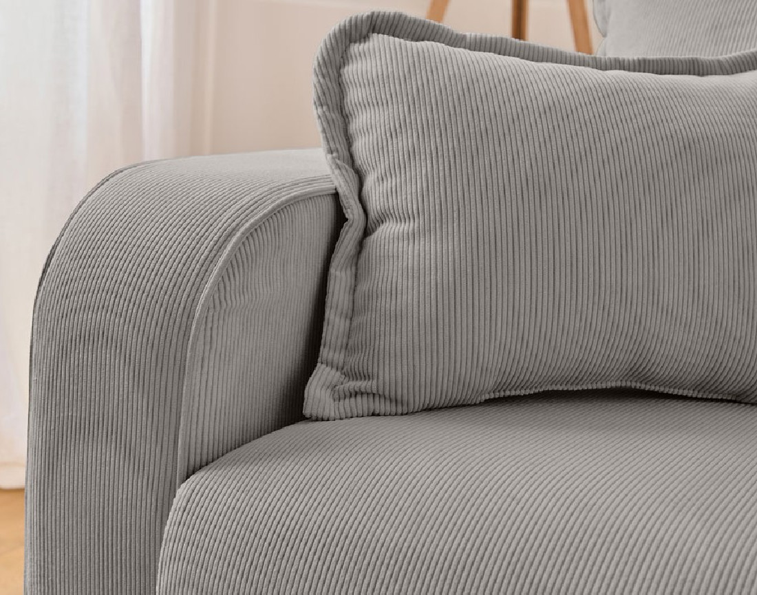 Canapé d'angle droit 4 places en velours côtelé Albane