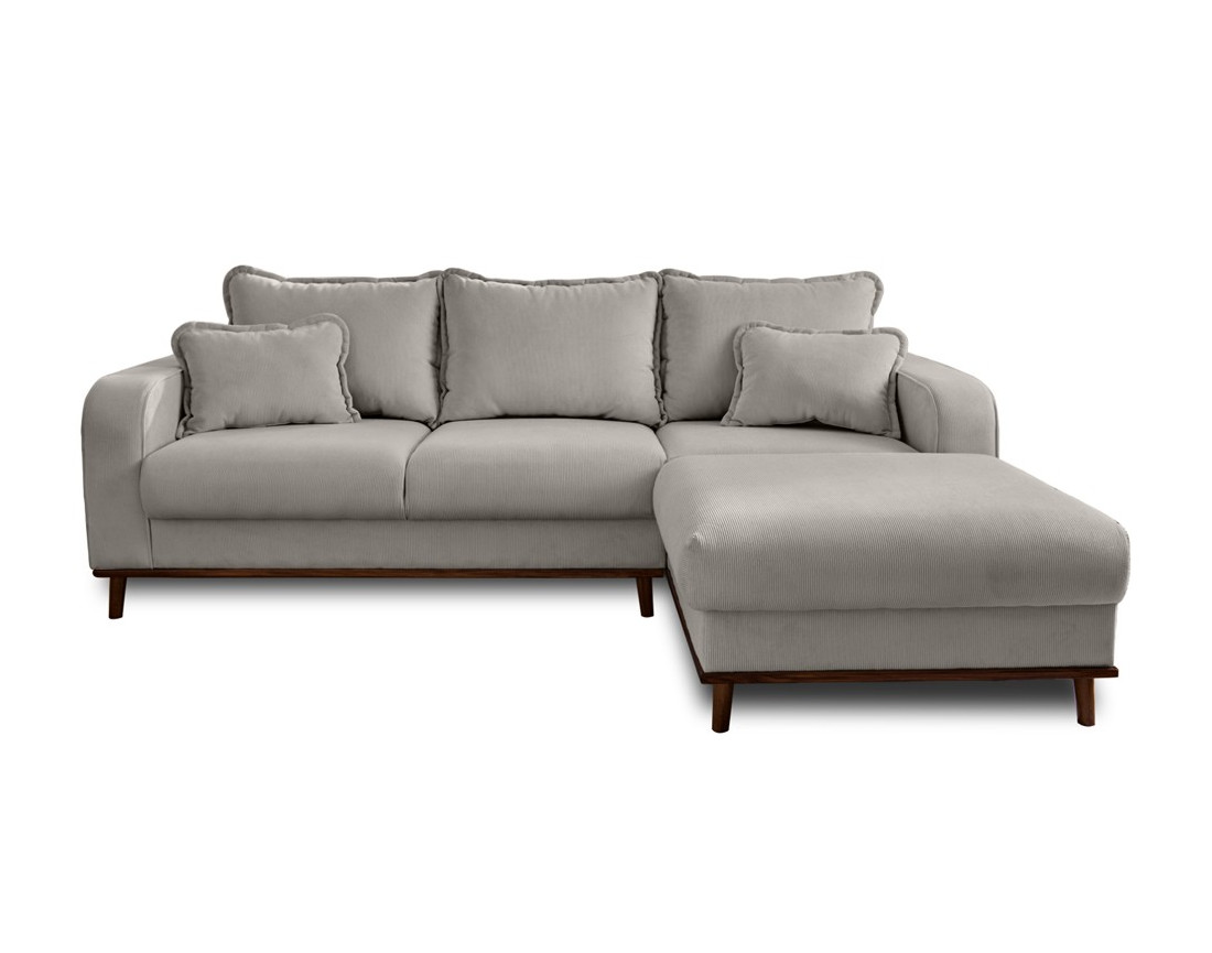 Canapé d'angle droit 4 places en velours côtelé Albane