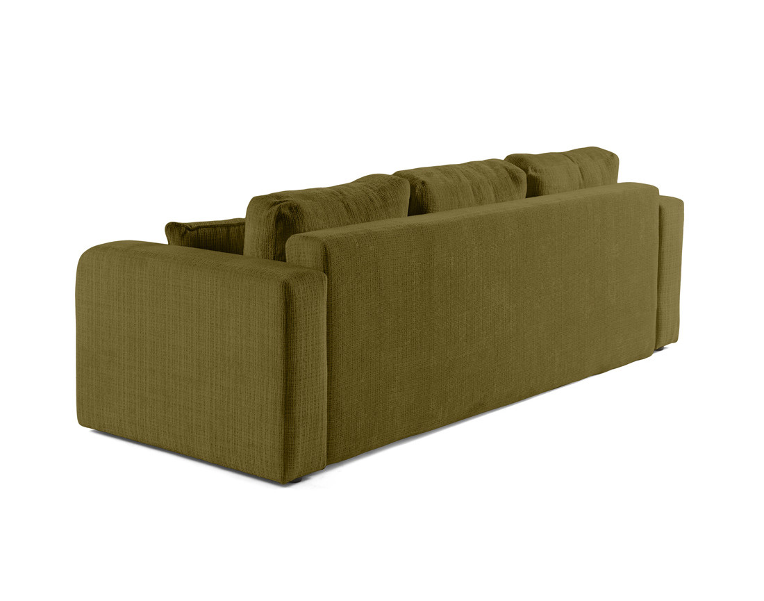 Canapé droit 3 places convertible avec coffre en velours texturé Miro