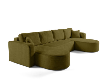 Canapé panoramique convertible avec coffre en velours texturé Miro