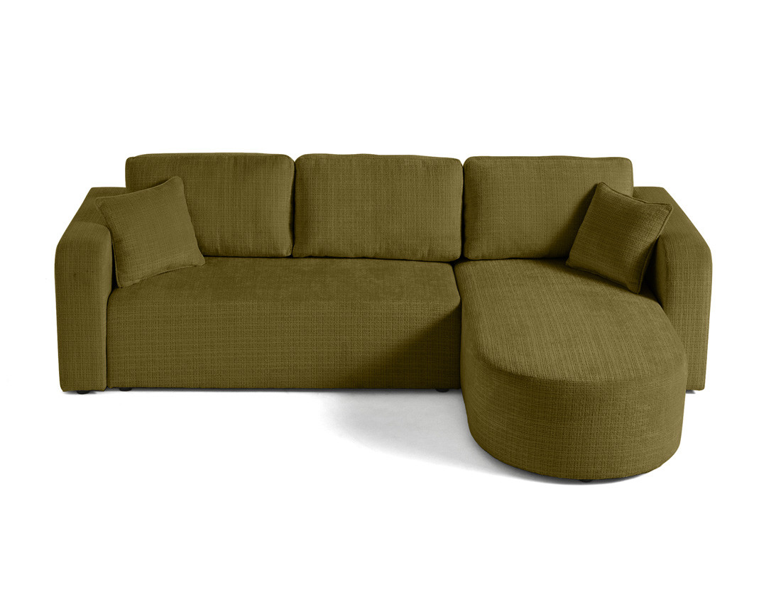 Canapé d'angle réversible 4 places convertible avec coffre en velours texturé Miro