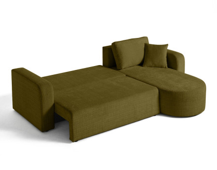 Canapé d'angle réversible 4 places convertible avec coffre en velours texturé Miro