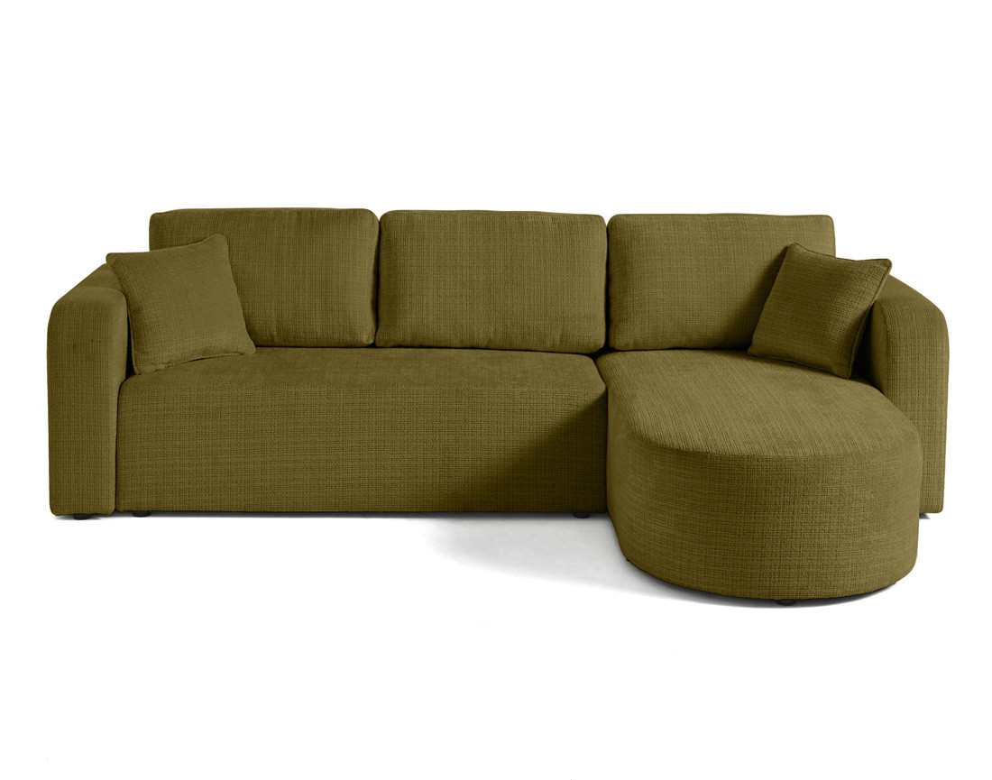 Canapé d'angle réversible 4 places convertible avec coffre en velours texturé Miro