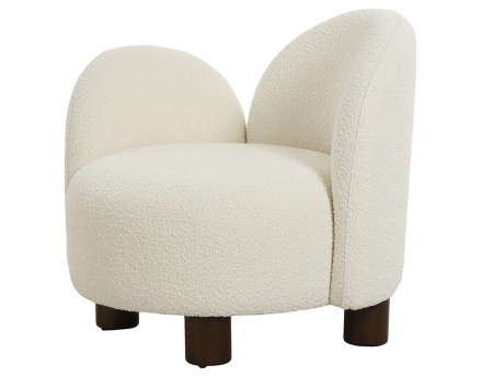 Fauteuil accoudoir gauche pieds en frêne massif en tissu bouclette Leonardo