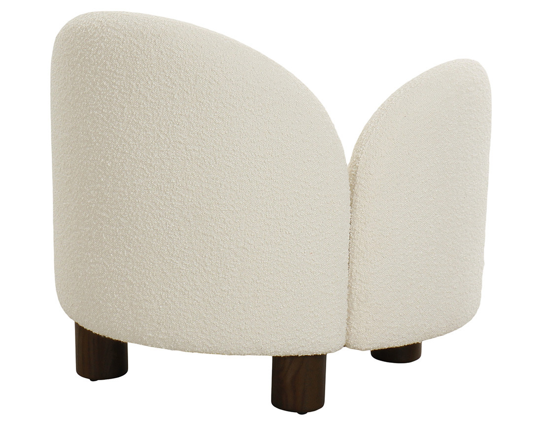 Fauteuil accoudoir gauche pieds en frêne massif en tissu bouclette Leonardo