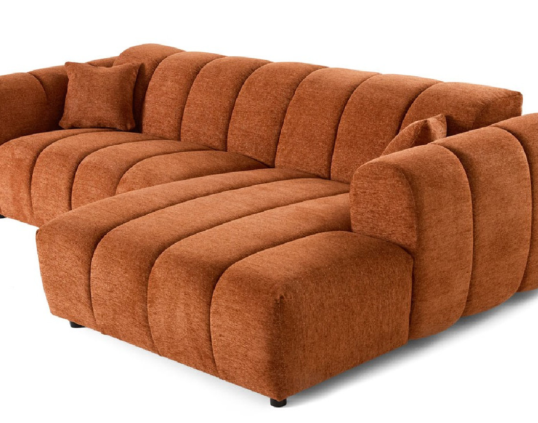 Canapé d'angle droit 4 places en tissu texturé Curtis