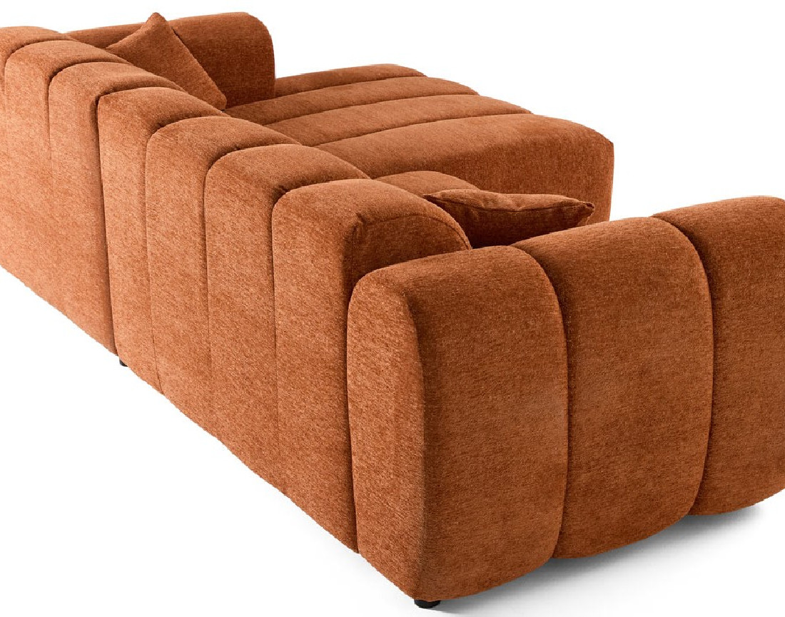 Canapé d'angle droit 4 places en tissu texturé Curtis