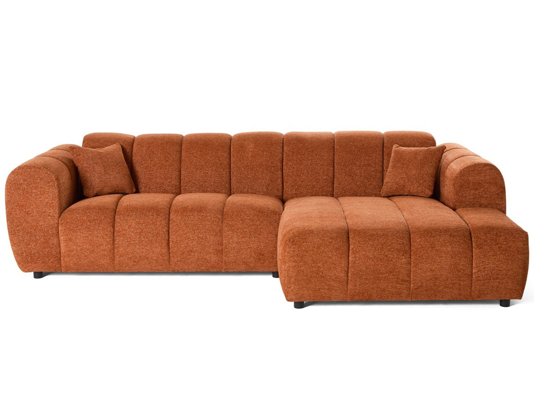 Canapé d'angle droit 4 places en tissu texturé Curtis