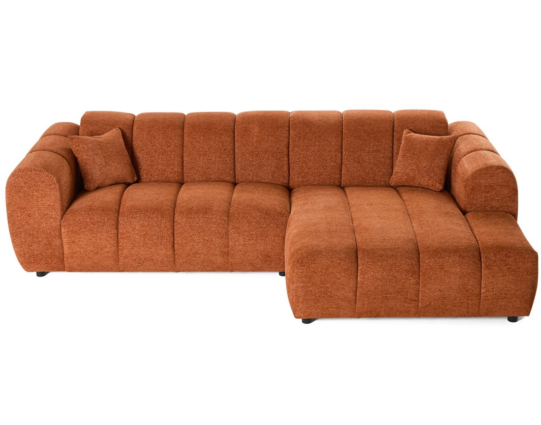 Canapé d'angle droit 4 places en tissu texturé Curtis