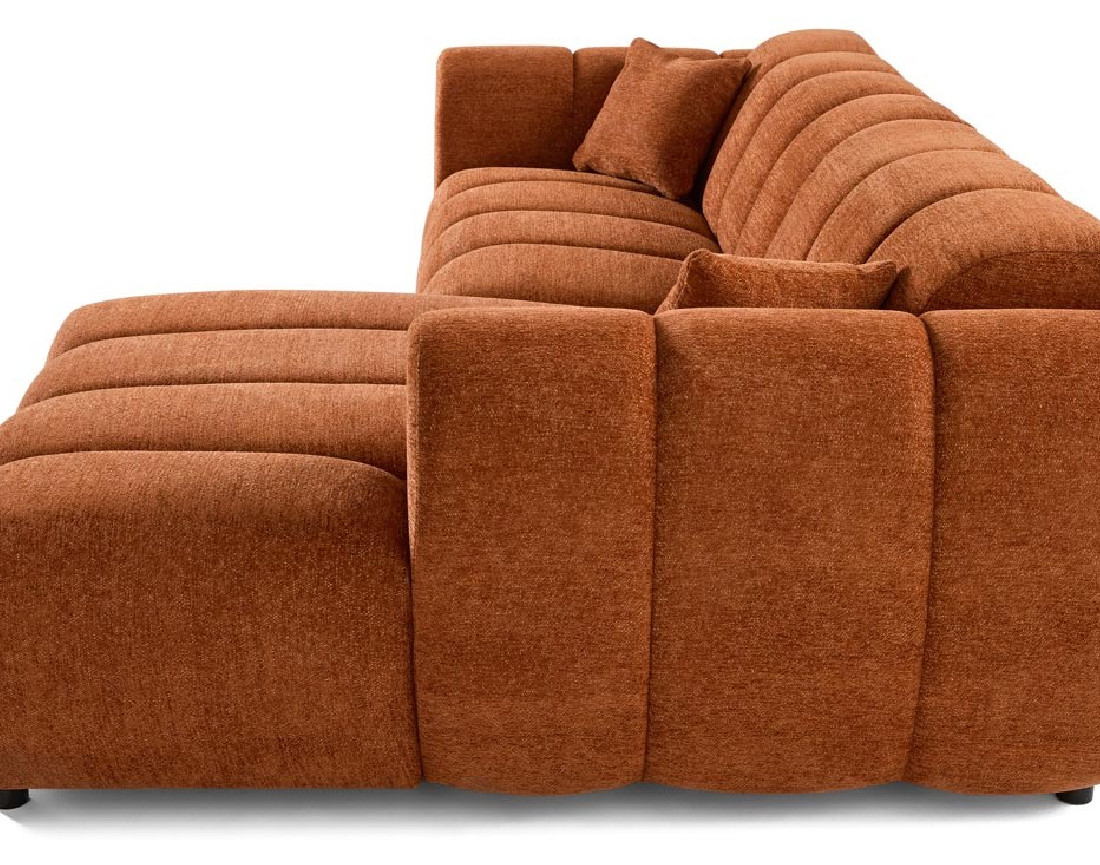 Canapé d'angle droit 4 places en tissu texturé Curtis