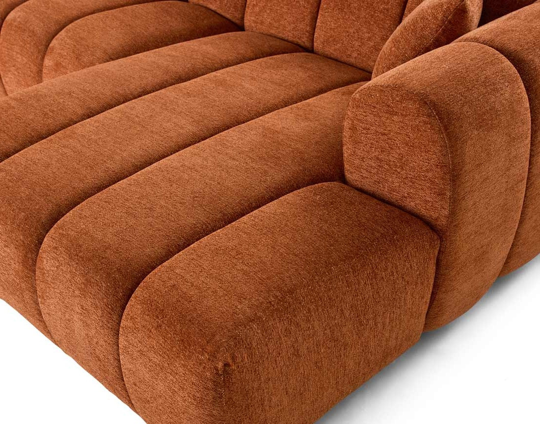 Canapé d'angle droit 4 places en tissu texturé Curtis