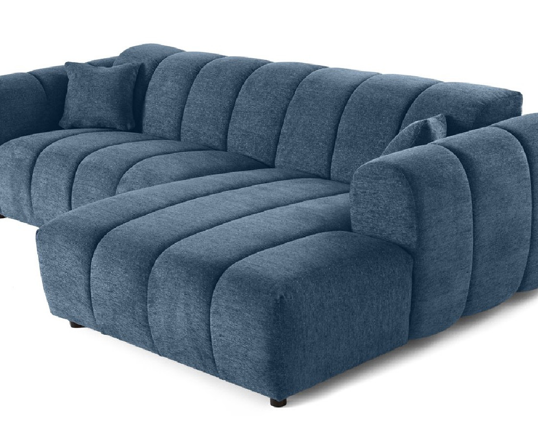 Canapé d'angle droit 4 places en tissu texturé Curtis