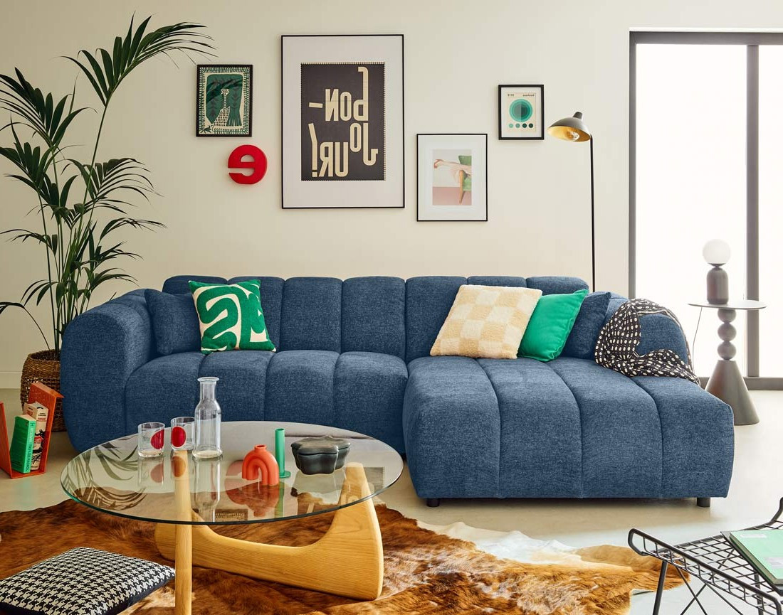 Canapé d'angle droit 4 places en tissu texturé Curtis