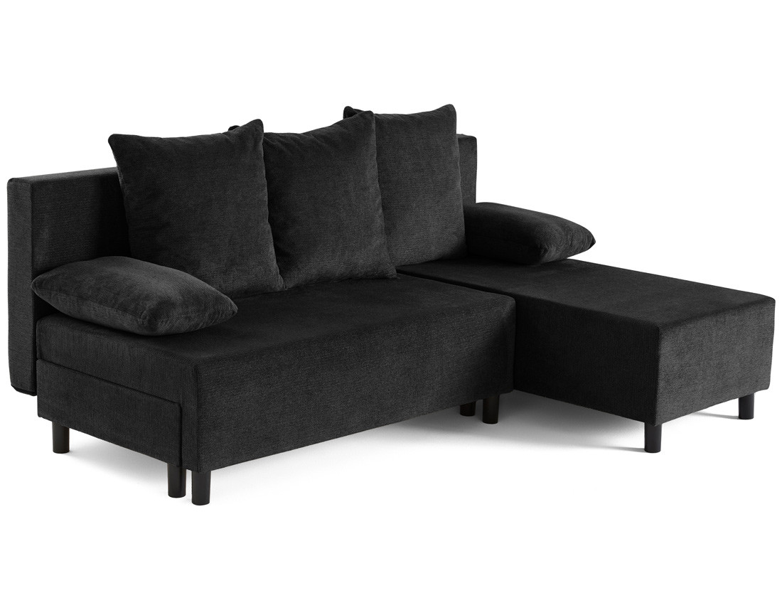 Canapé d'angle réversible 4 places convertible avec coffre en tissu texturé Gloria