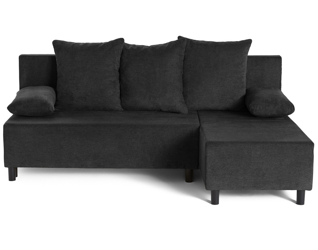 Canapé d'angle réversible 4 places convertible avec coffre en tissu texturé Gloria