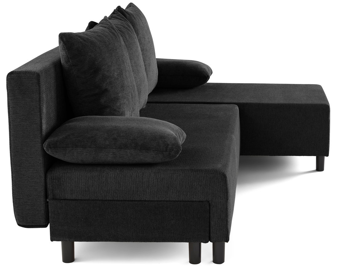 Canapé d'angle réversible 4 places convertible avec coffre en tissu texturé Gloria